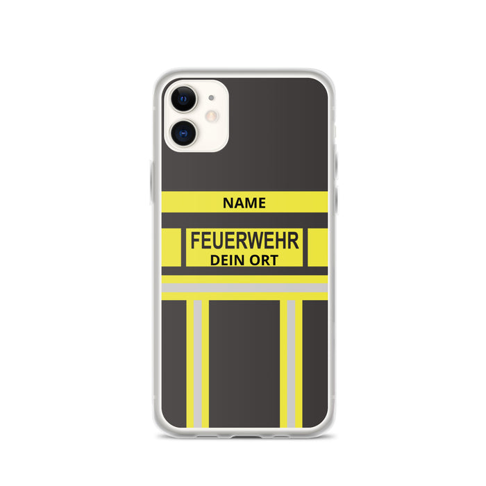 Feuerwehr Handyhülle iPhone® transparent Schwarz/Gelb