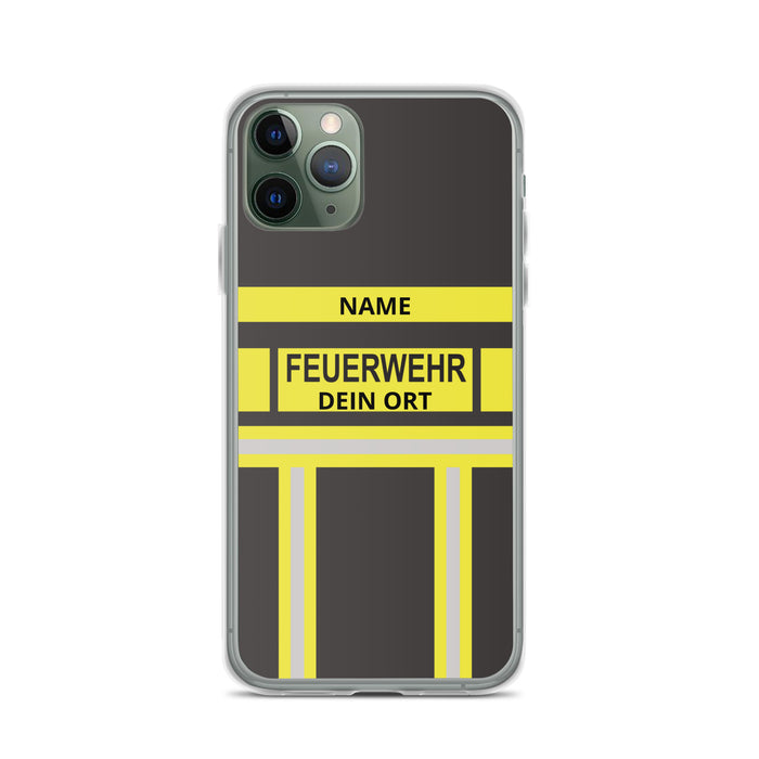 Feuerwehr Handyhülle iPhone® transparent Schwarz/Gelb