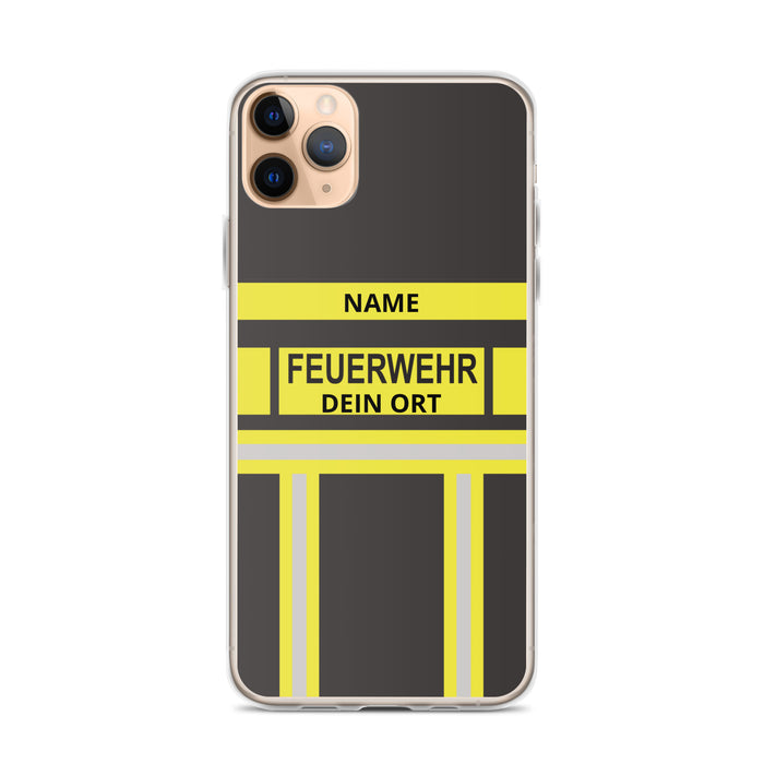 Feuerwehr Handyhülle iPhone® transparent Schwarz/Gelb