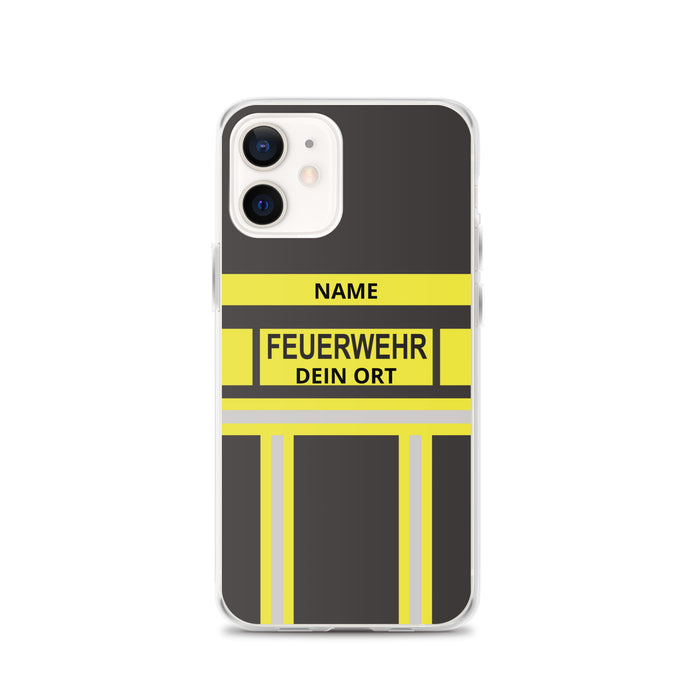 Feuerwehr Handyhülle iPhone® transparent Schwarz/Gelb