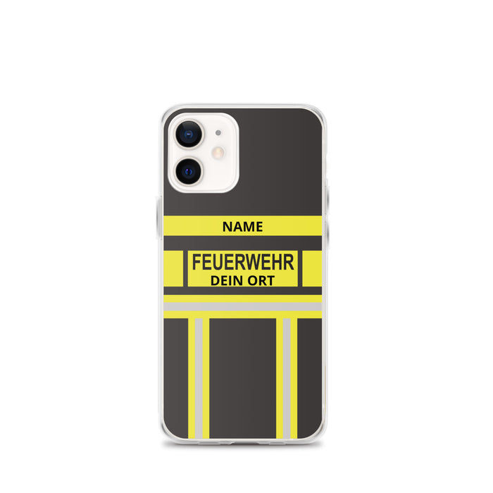 Feuerwehr Handyhülle iPhone® transparent Schwarz/Gelb