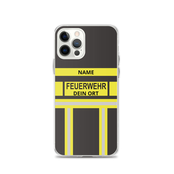 Feuerwehr Handyhülle iPhone® transparent Schwarz/Gelb