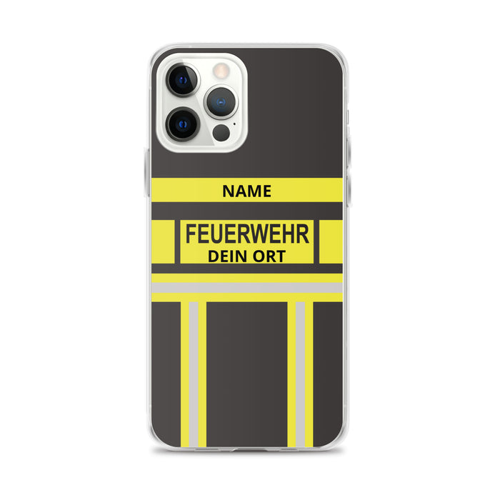 Feuerwehr Handyhülle iPhone® transparent Schwarz/Gelb
