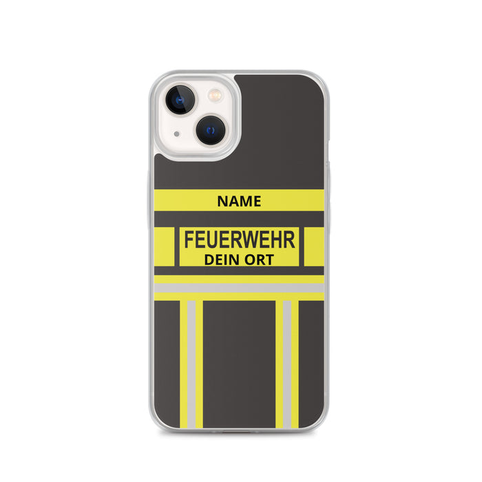 Feuerwehr Handyhülle iPhone® transparent Schwarz/Gelb