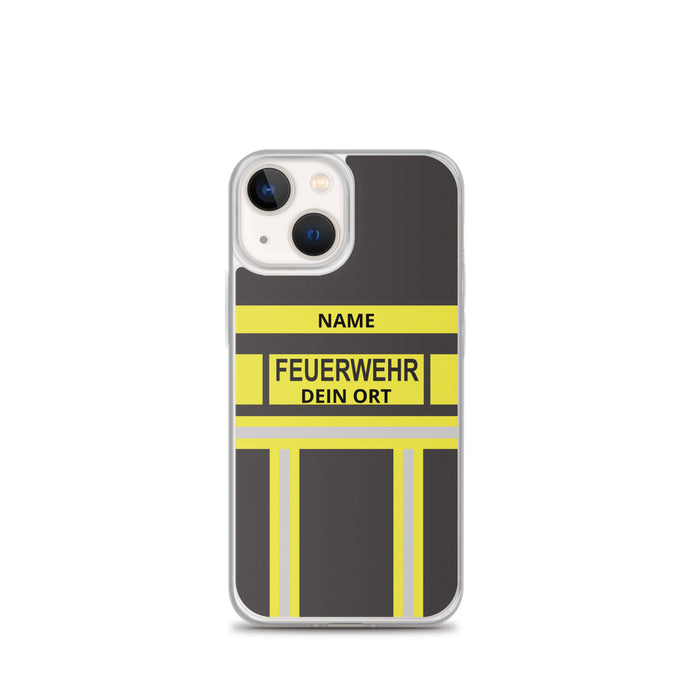 Feuerwehr Handyhülle iPhone® transparent Schwarz/Gelb