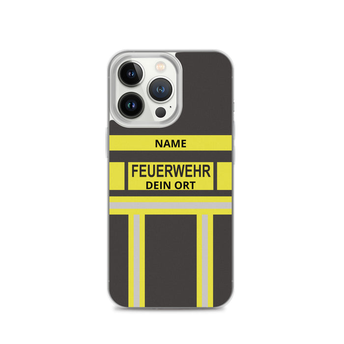 Feuerwehr Handyhülle iPhone® transparent Schwarz/Gelb