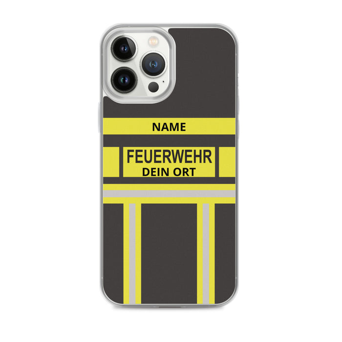 Feuerwehr Handyhülle iPhone® transparent Schwarz/Gelb