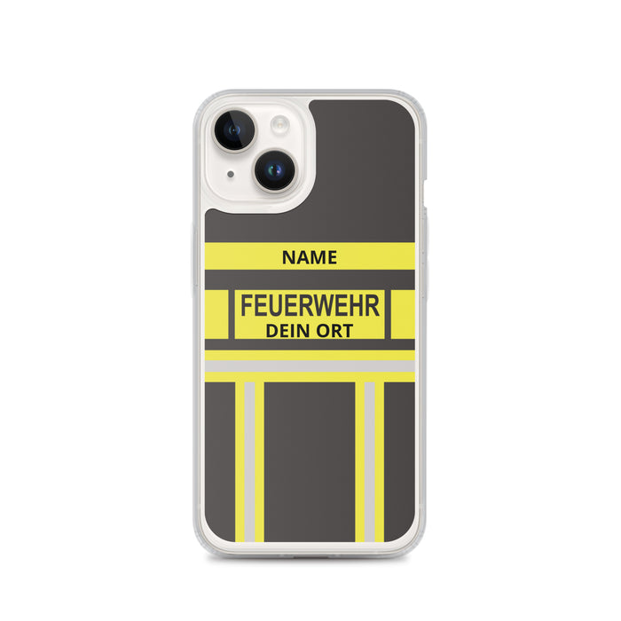 Feuerwehr Handyhülle iPhone® transparent Schwarz/Gelb