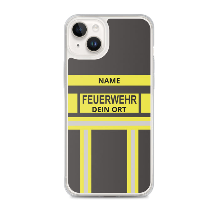 Feuerwehr Handyhülle iPhone® transparent Schwarz/Gelb