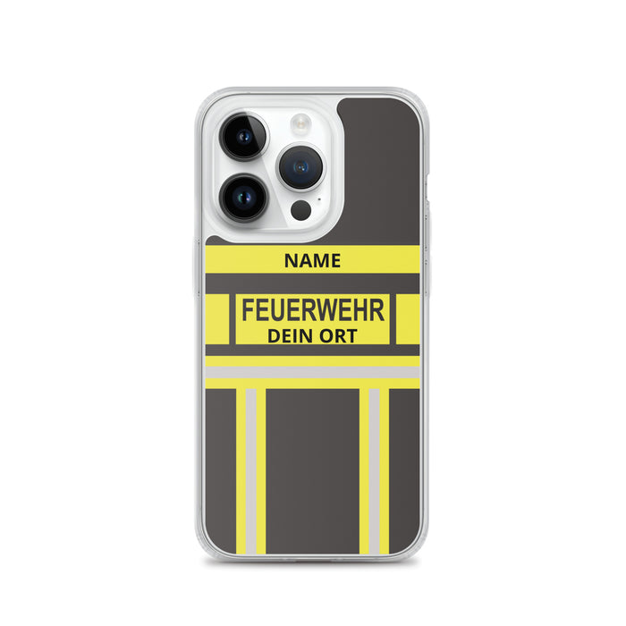 Feuerwehr Handyhülle iPhone® transparent Schwarz/Gelb
