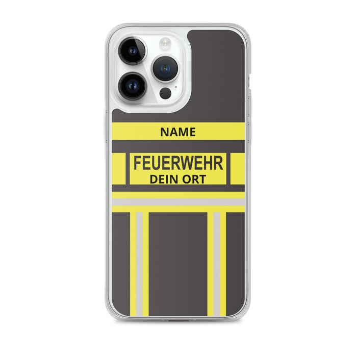 Feuerwehr Handyhülle iPhone® transparent Schwarz/Gelb