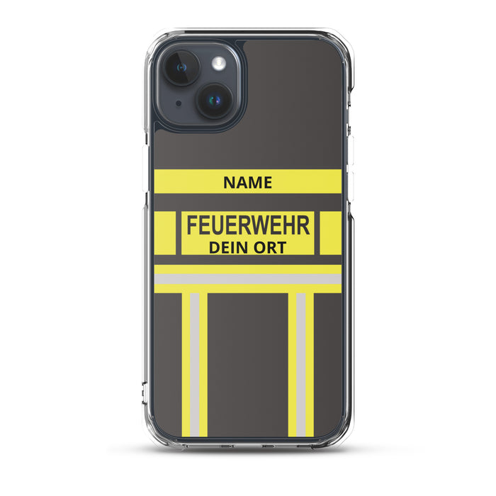 Feuerwehr Handyhülle iPhone® transparent Schwarz/Gelb