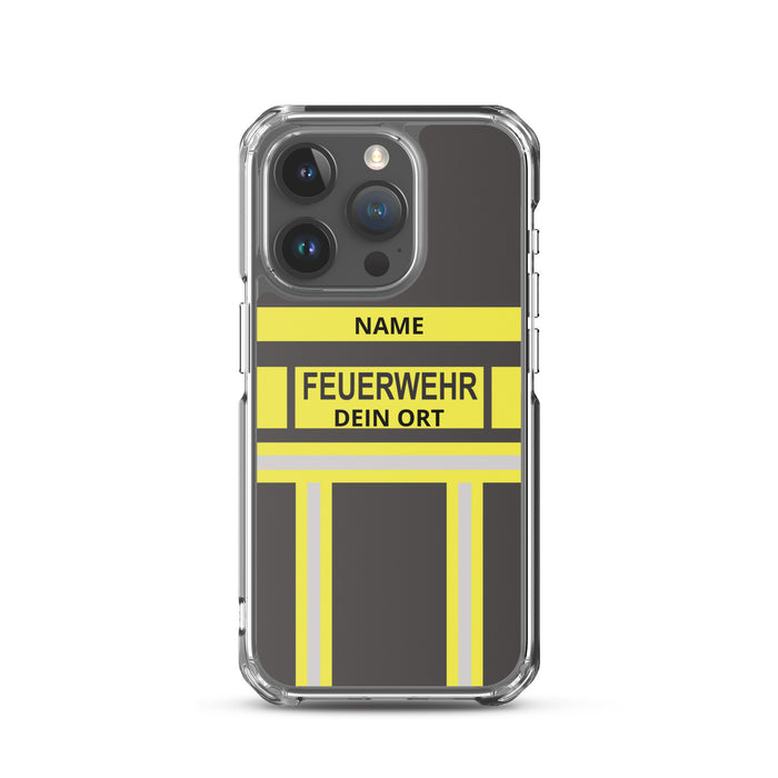 Feuerwehr Handyhülle iPhone® transparent Schwarz/Gelb