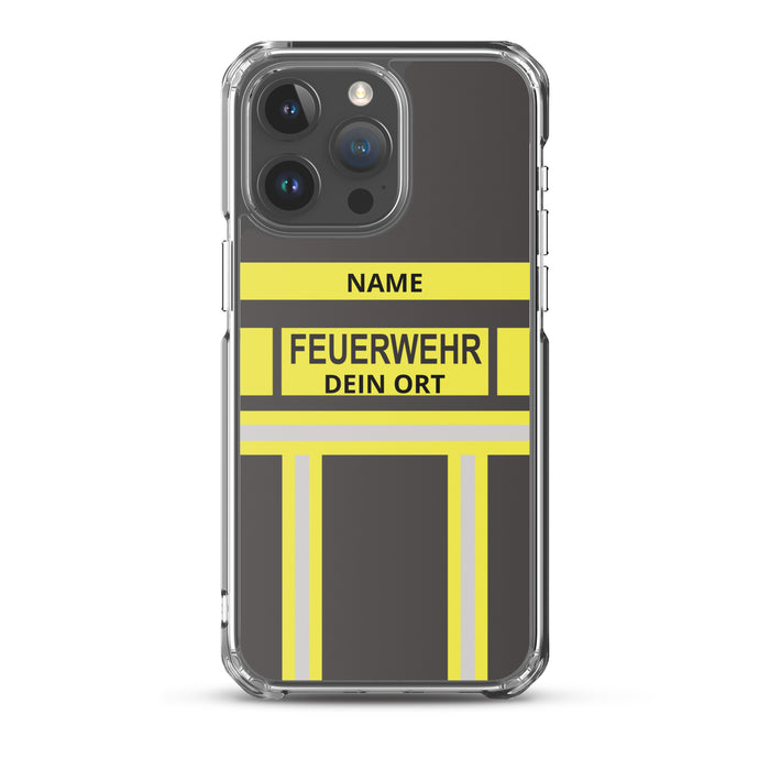Feuerwehr Handyhülle iPhone® transparent Schwarz/Gelb