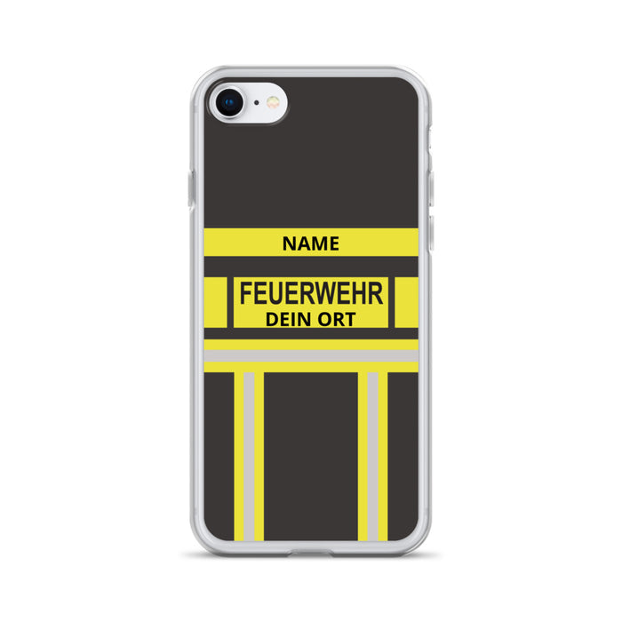 Feuerwehr Handyhülle iPhone® transparent Schwarz/Gelb