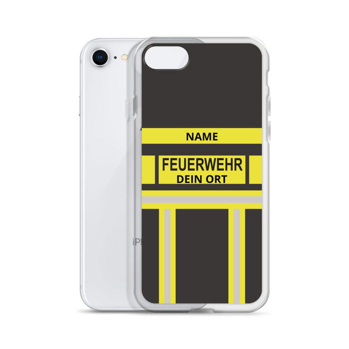 Feuerwehr Handyhülle iPhone® transparent Schwarz/Gelb
