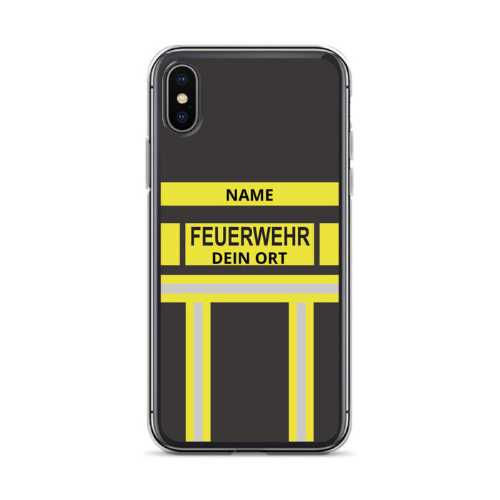 Feuerwehr Handyhülle iPhone® transparent Schwarz/Gelb