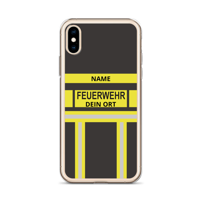 Feuerwehr Handyhülle iPhone® transparent Schwarz/Gelb