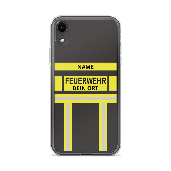 Feuerwehr Handyhülle iPhone® transparent Schwarz/Gelb