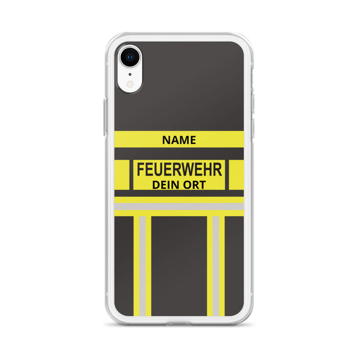 Feuerwehr Handyhülle iPhone® transparent Schwarz/Gelb