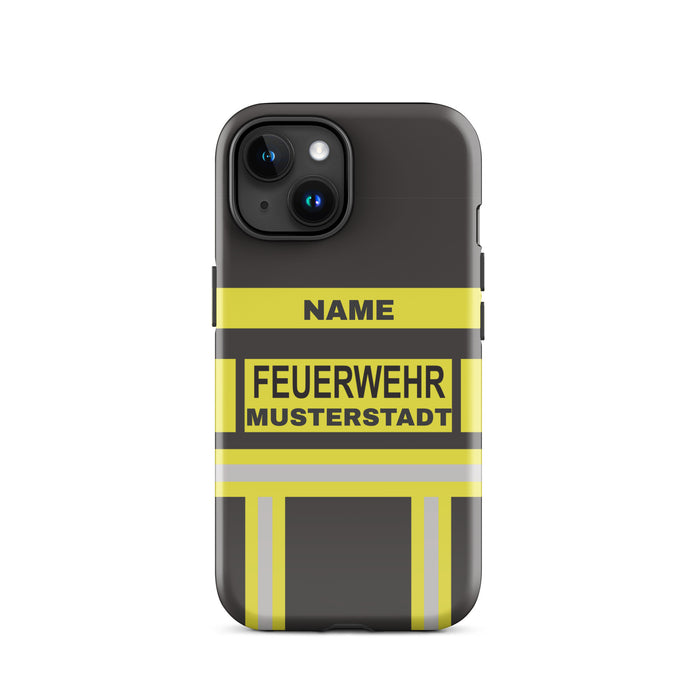 Feuerwehr Handyhülle iPhone® Hardcase Schwarz/Gelb
