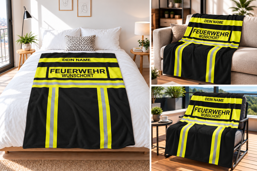 Feuerwehr Decke - Schwarz/Gelb