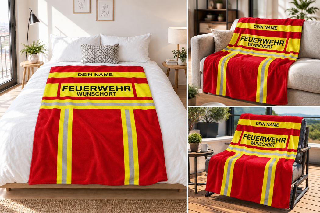 Feuerwehr Decke - Rot/Gelb