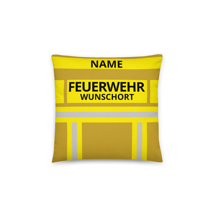 Feuerwehr Basic-Kissen – Personalisiert mit Name & Wunschort (Gold/Gelb) – Bild 4
