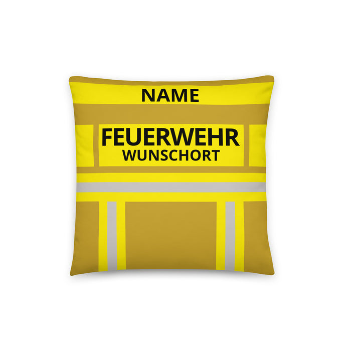 Feuerwehr Basic-Kissen – Personalisiert mit Name & Wunschort (Gold/Gelb) – Bild 3