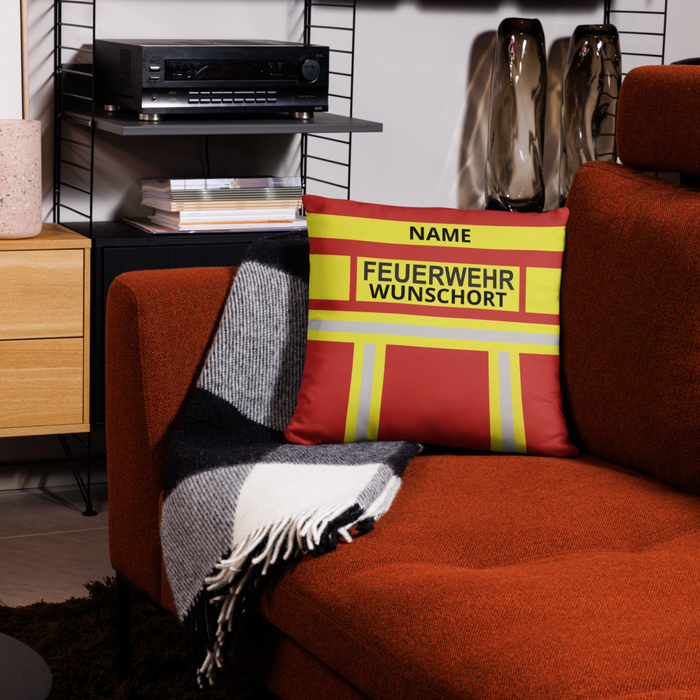 Feuerwehr Kissen in Rot/Gelb mit Feuerwehr-Motiv