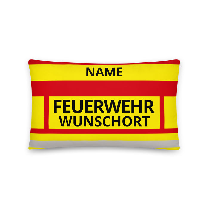 Feuerwehr Basic-Kissen – Personalisiert mit Name & Wunschort (Rot/Gelb) – Bild 5