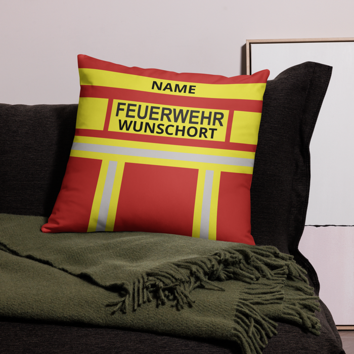Feuerwehr Kissen in Rot/Gelb mit Feuerwehr-Motiv