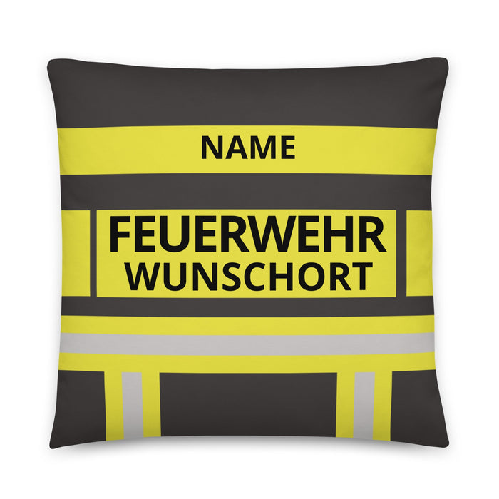 Feuerwehr Kissen in Schwarz/Gelb mit Feuerwehr-Motiv