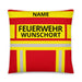 Feuerwehr Basic-Kissen – Personalisiert mit Name & Wunschort (Rot/Gelb) – Bild 1