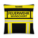 Feuerwehr Basic-Kissen – Personalisiert mit Name & Wunschort (Schwarz/Gelb) – Bild 1