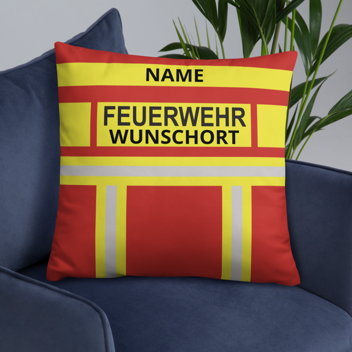 Feuerwehr Kissen in Rot/Gelb im Wohnzimmer