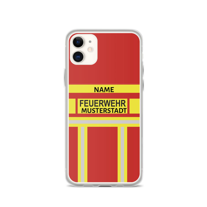 Feuerwehr Handyhülle iPhone® transparent Rot/Gelb