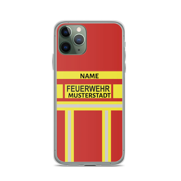 Feuerwehr Handyhülle iPhone® transparent Rot/Gelb