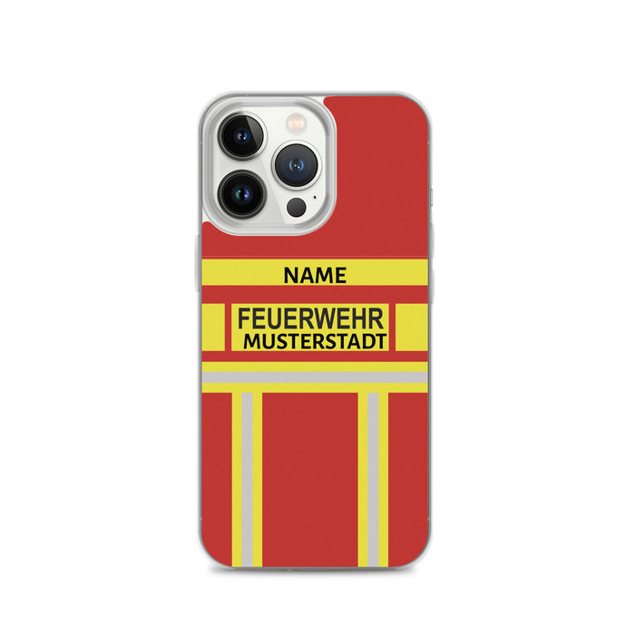 Feuerwehr Handyhülle iPhone® transparent Rot/Gelb