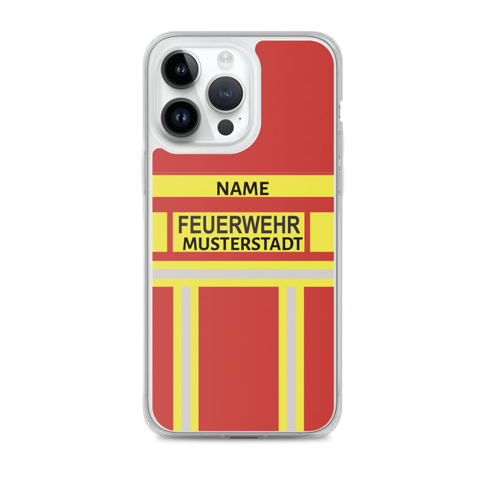 Feuerwehr Handyhülle iPhone® transparent Rot/Gelb