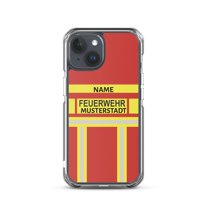 Feuerwehr Handyhülle iPhone® transparent Rot/Gelb