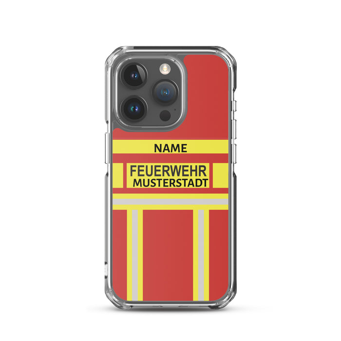 Feuerwehr Handyhülle iPhone® transparent Rot/Gelb