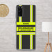 Feuerwehr Handyhülle Samsung® Galaxy S20 Transparent Schwarz/Leuchtgelb – personalisiert mit Name und Feuerwehr