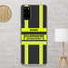 Feuerwehr Handyhülle Samsung® Galaxy S20 Plus Transparent Schwarz/Leuchtgelb – personalisiert mit Name und Feuerwehr