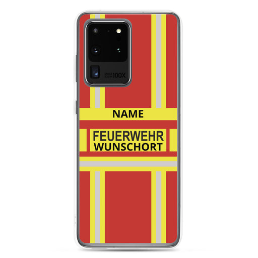Transparente Feuerwehr Handyhülle für Samsung® in Rot/Gelb