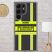 Feuerwehr Handyhülle Samsung® Galaxy S23 Ultra Transparent Schwarz/Leuchtgelb – personalisiert mit Name und Feuerwehr