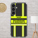 Feuerwehr Handyhülle Samsung® Galaxy S24 Plus Transparent Schwarz/Leuchtgelb – personalisiert mit Name und Feuerwehr