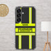 Feuerwehr Handyhülle Samsung® Galaxy S25 Transparent Schwarz/Leuchtgelb – personalisiert mit Name und Feuerwehr