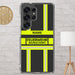 Feuerwehr Handyhülle Samsung® Galaxy S25 Ultra Transparent Schwarz/Leuchtgelb – personalisiert mit Name und Feuerwehr