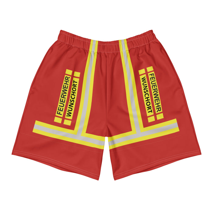 Feuerwehr Badehose Rot mit Wunschort, personalisiert – Vorderansicht